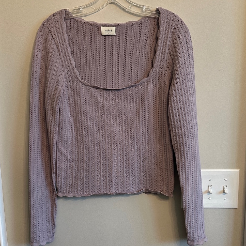 Wilfred Lavender Ribbed Scoop-Neck Long Sleeve Top